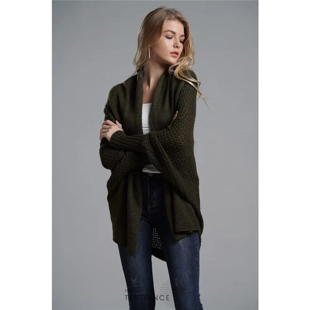 Cardigan Uni à Manches Chauve-souris | France-Tendance
