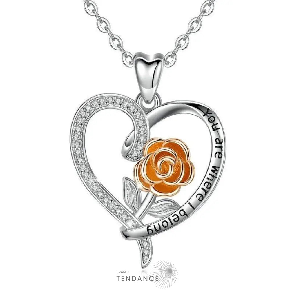Collier Avec Une Rose En Argent | France-Tendance