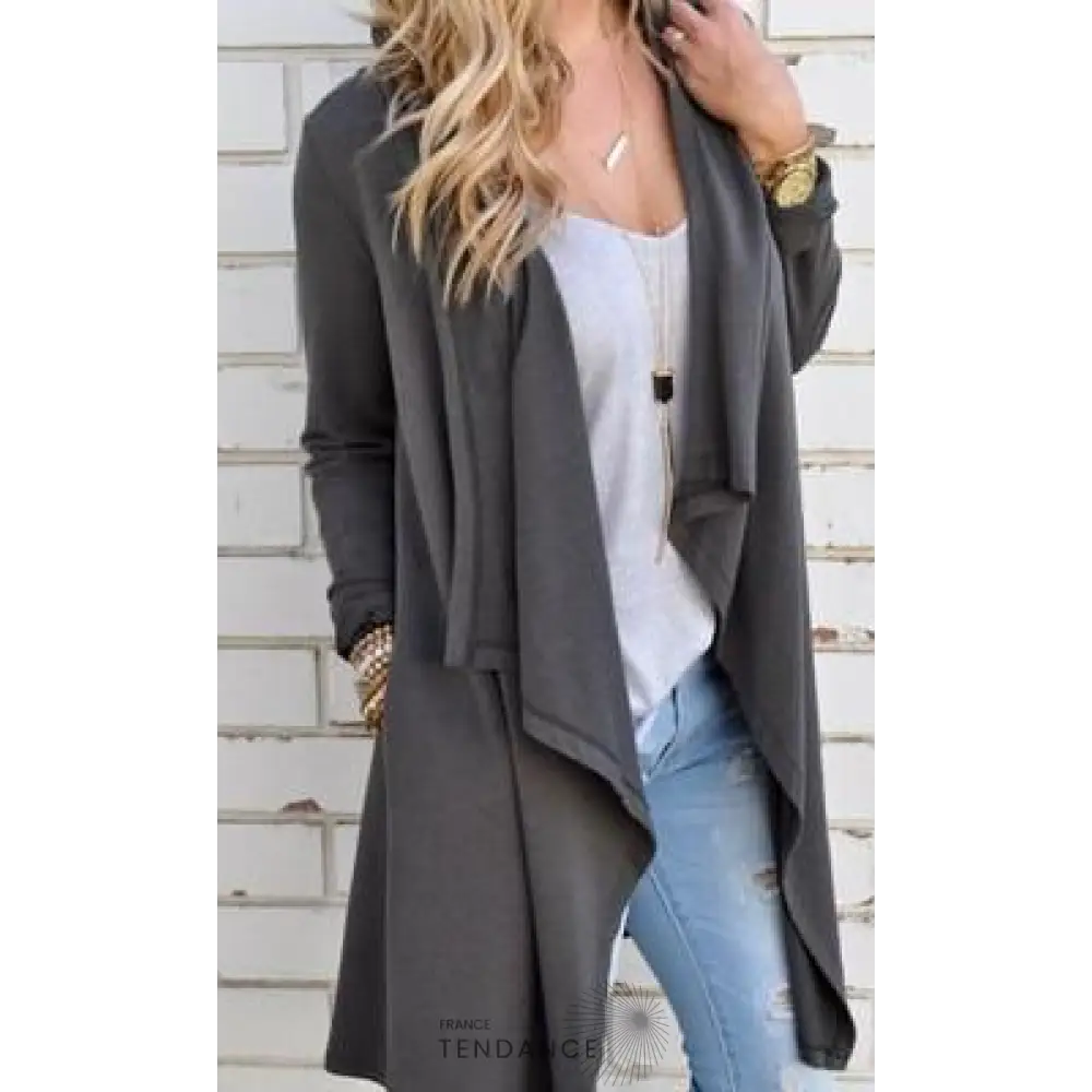 Cardigan Asymétrique à Longues Manches | France-Tendance