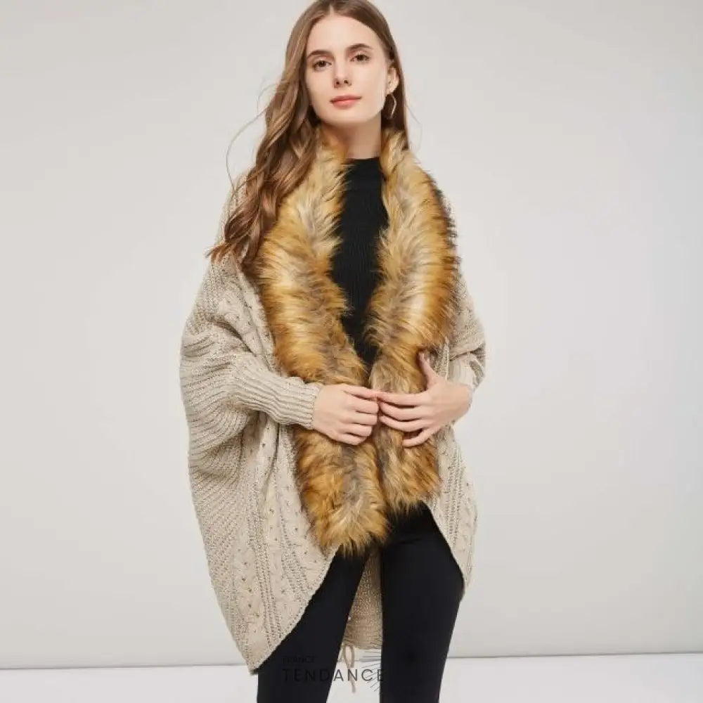 Cardigan Torsadé à Fourrure | France-Tendance