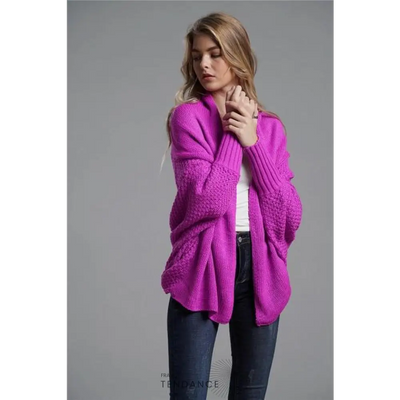 Cardigan Uni à Manches Chauve-souris | France-Tendance