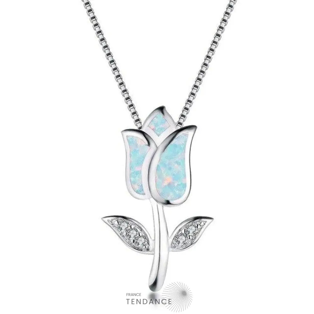 Collier Argent Avec Rose | France-Tendance