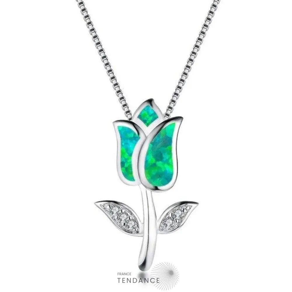 Collier Argent Avec Rose | France-Tendance