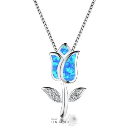 Collier Argent Avec Rose | France-Tendance