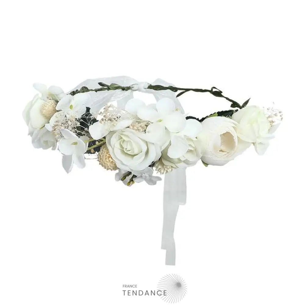 Couronne De Fleurs Blanche Mariage | France-Tendance
