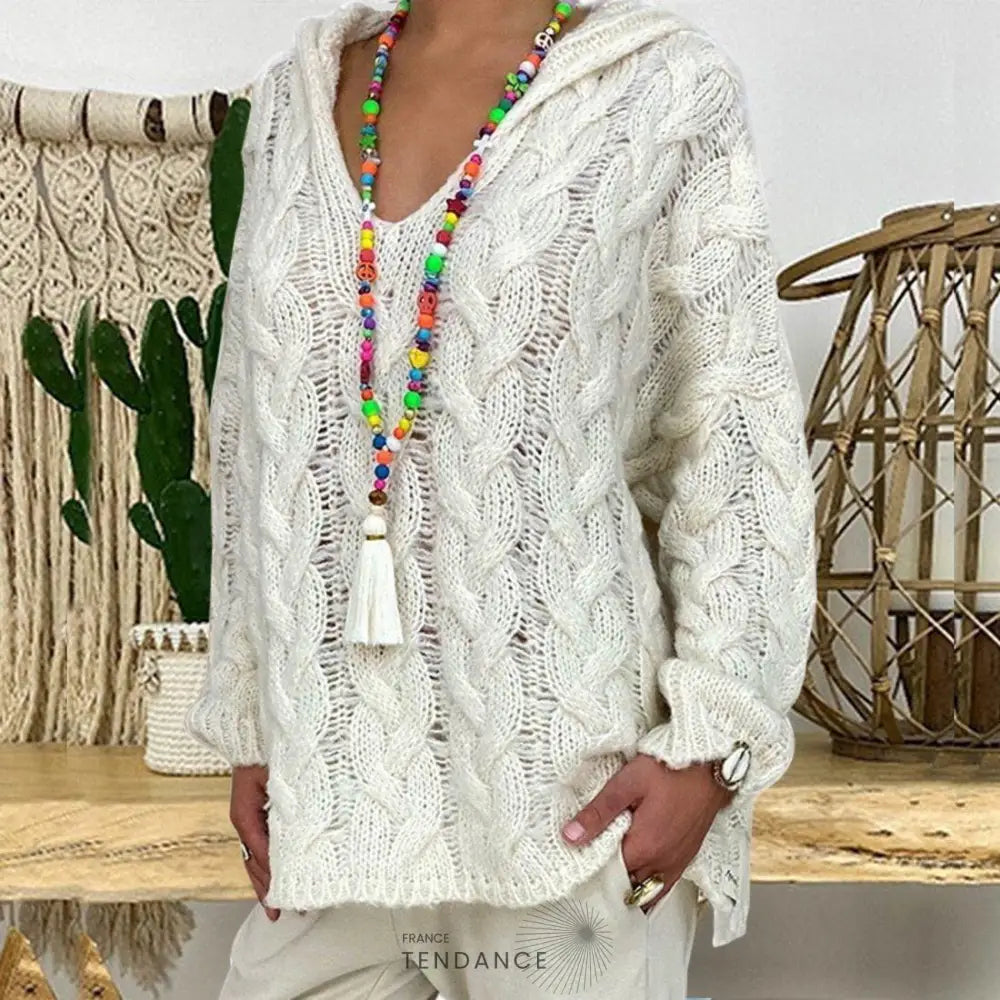 Pull à Capuche Uni Tricoté | France-Tendance