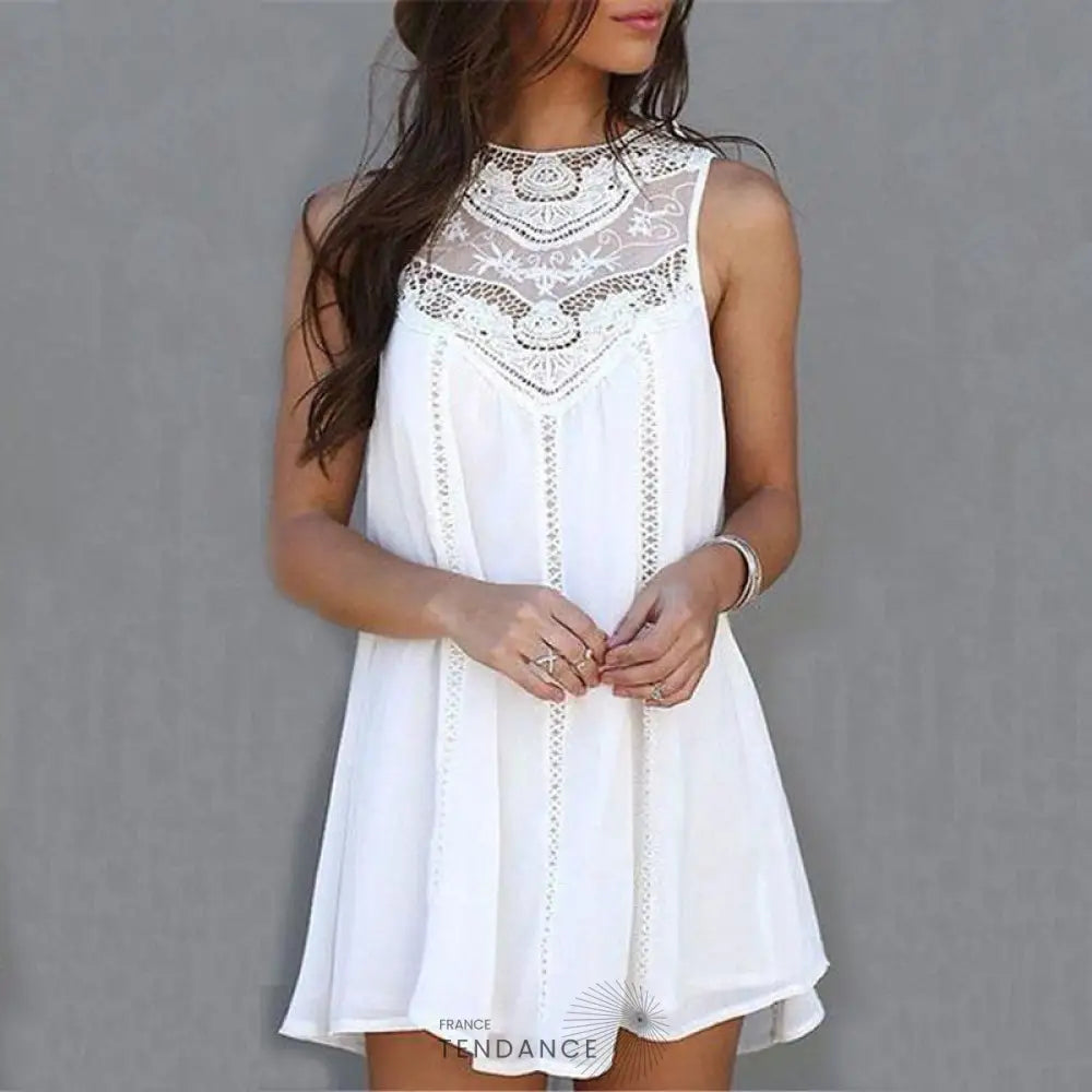 Robe Blanche En Dentelle Vintage | France-Tendance