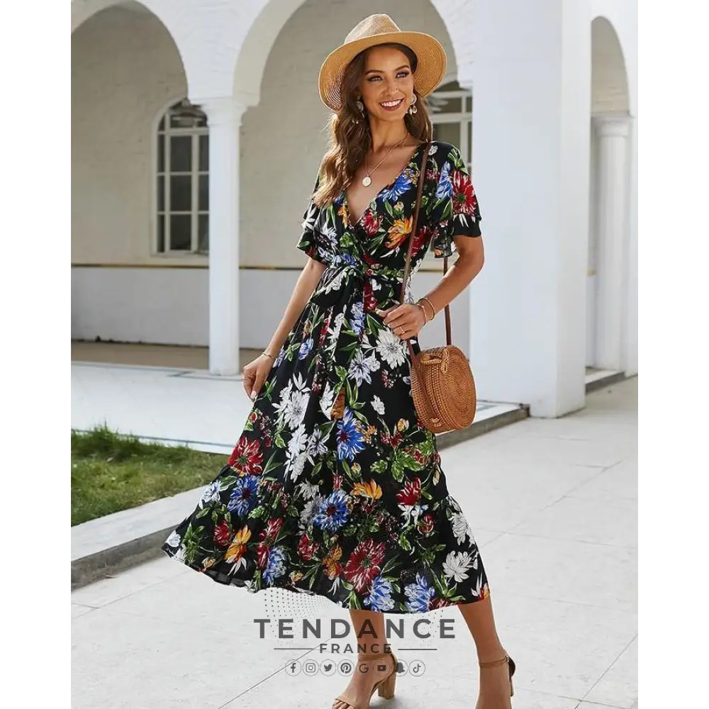 Robe Boho Florale Nouée | France-Tendance