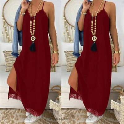 Robe Fendue à Dentelle | France-Tendance