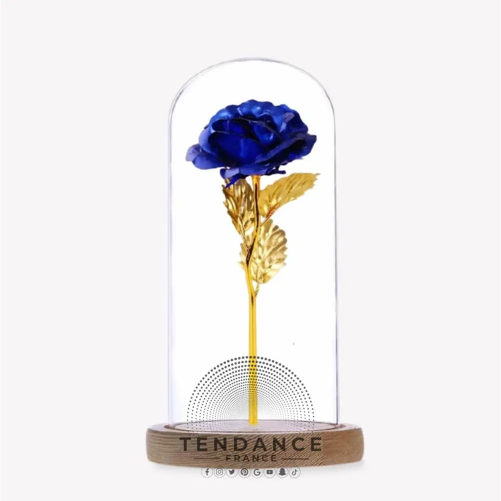 Rose éternelle Or Bleu Sous Cloche | France-Tendance