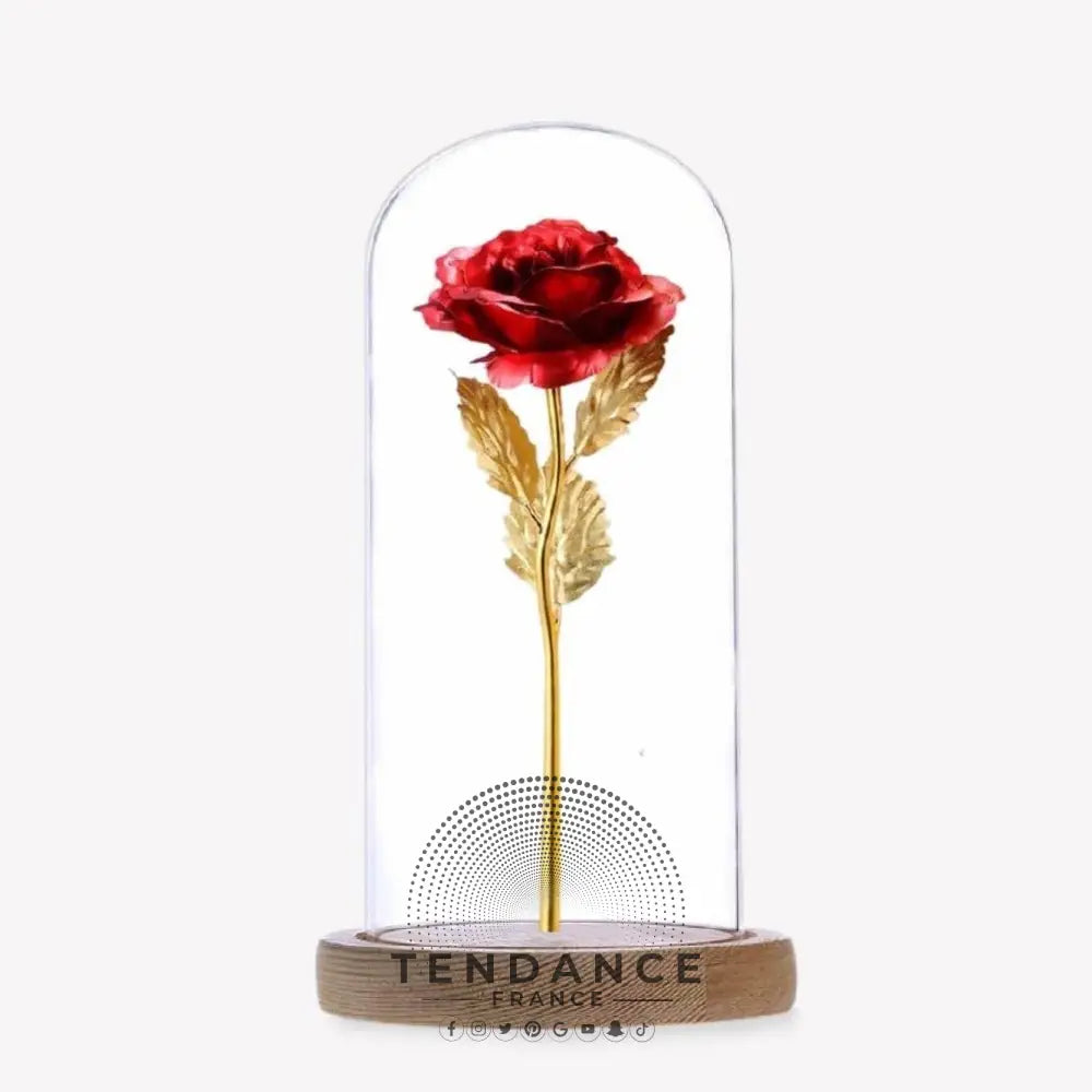 Rose éternelle Or Rouge Sous Cloche | France-Tendance